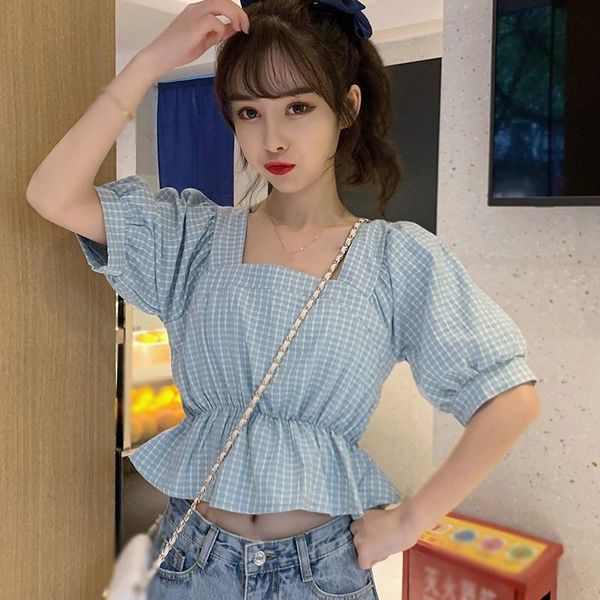 women's blouses & shirts 2021 plaid for women fashion sweet square collar short sleeve blouse summer casual slim ruffles crop, White
women's blouses & shirts 2021 plaid for women fashion sweet square collar short sleeve blouse summer casual slim ruffles crop, White