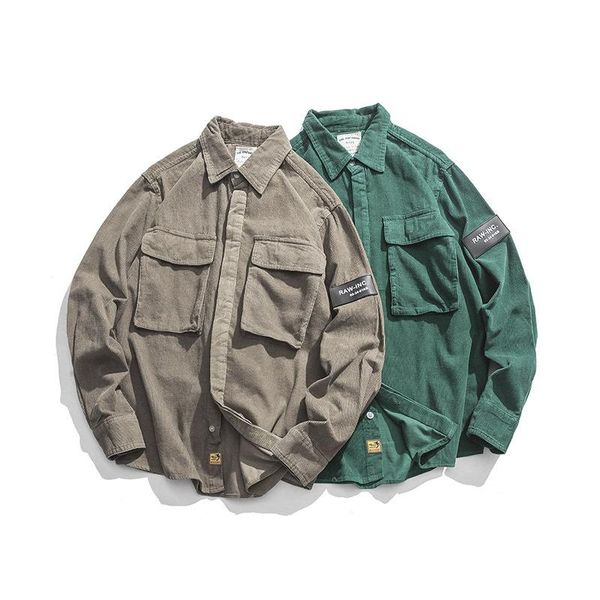men's casual shirts street big pocket tooling corduroy shirt solid color leisure long sleeve coat trendy autumn hawaiian, White;black
men's casual shirts street big pocket tooling corduroy shirt solid color leisure long sleeve coat trendy autumn hawaiian, White;black