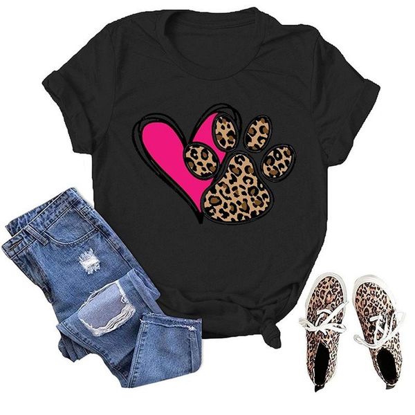 women's t-shirt laopard footprint heart print women t shirt short sleeve o neck loose tshirt ladies tee clothes camisetas mujer, White
women's t-shirt laopard footprint heart print women t shirt short sleeve o neck loose tshirt ladies tee clothes camisetas mujer, White