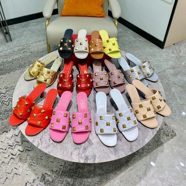 womens sandals leather rivet slippers luxury designer outdoor shoes 6.5cm high heels flat slipper size 35-42 xx-0301, Black
womens sandals leather rivet slippers luxury designer outdoor shoes 6.5cm high heels flat slipper size 35-42 xx-0301, Black