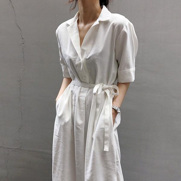 party dresses summer all match turn down collar single-breasted loose shirt sashes waist five-sleeve solid for women x446, White;black
party dresses summer all match turn down collar single-breasted loose shirt sashes waist five-sleeve solid for women x446, White;black