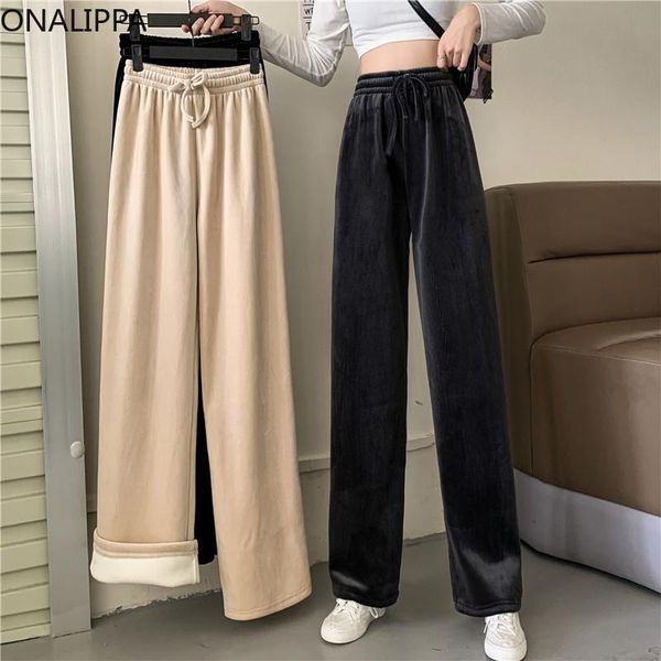 women's pants & capris onalippa 2021 women casual autumn sports plus velvet thickened straight wide-leg korean version the high-waist t, Black;white
women's pants & capris onalippa 2021 women casual autumn sports plus velvet thickened straight wide-leg korean version the high-waist t, Black;white