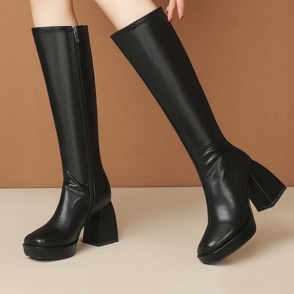 boots genuine leather women knee high winter warm riding brand plus size female chunky high heels dancing shoes woman ene8, Black
boots genuine leather women knee high winter warm riding brand plus size female chunky high heels dancing shoes woman ene8, Black