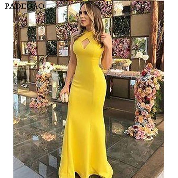 party dresses simple halter backless yellow long evening sleeveless mermaid dress plus size custom made, White;black
party dresses simple halter backless yellow long evening sleeveless mermaid dress plus size custom made, White;black