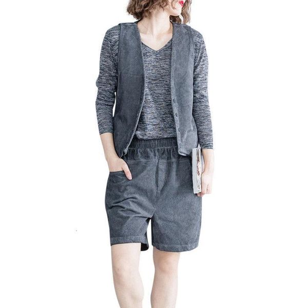 Women's Tracksuits Fashion Large Size Suit Female Spring Summer Korean Corduroy Vest Blazer Jacket + Wide Leg Shorts Two-piece Set f727 3AT5, Gray
Women's Tracksuits Fashion Large Size Suit Female Spring Summer Korean Corduroy Vest Blazer Jacket + Wide Leg Shorts Two-piece Set f727 3AT5, Gray