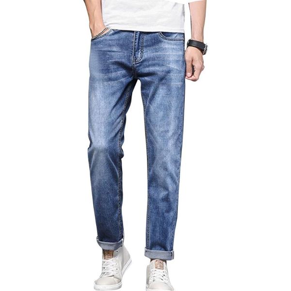 men's jeans mens summer thin casual washed relaxed fit denim pants 5-pocket trousers, Blue
men's jeans mens summer thin casual washed relaxed fit denim pants 5-pocket trousers, Blue