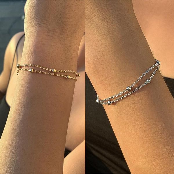 link, chain korean fashion minimalism temperament bracelets bangles women wedding friendship stainless steel jewelry, Black
link, chain korean fashion minimalism temperament bracelets bangles women wedding friendship stainless steel jewelry, Black