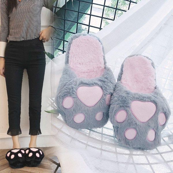 women's shoes cartoon pink slippers plush warm kawaii home flat non-slip cat claw zapatillas mujer, Black
women's shoes cartoon pink slippers plush warm kawaii home flat non-slip cat claw zapatillas mujer, Black