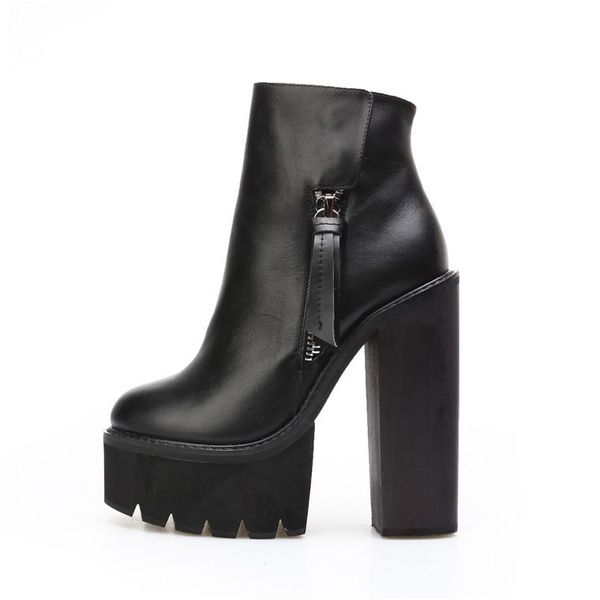 roman style women black cow leather boots antiskid sole platform super high heel side double zip ankle
roman style women black cow leather boots antiskid sole platform super high heel side double zip ankle