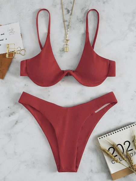 rib underwire bikini swimsuit b9hq#, White;black 
rib underwire bikini swimsuit b9hq#, White;black