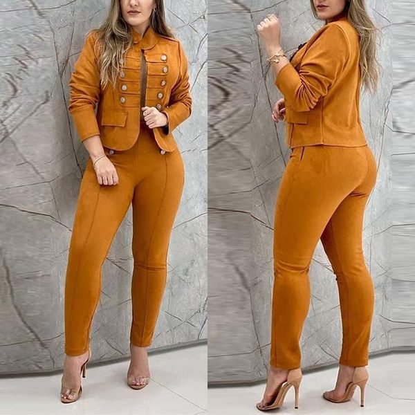 women's two piece pants 2021 work wear suit sets summer women fashion solid color long sleeve double breasted blazer & casual set, White
women's two piece pants 2021 work wear suit sets summer women fashion solid color long sleeve double breasted blazer & casual set, White