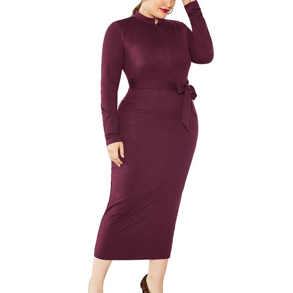 autumn new product plus size women's dress long sleeve stand-up collar slim base sweater knit, Black
autumn new product plus size women's dress long sleeve stand-up collar slim base sweater knit, Black
