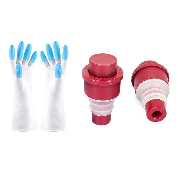 1pair gloves magic silicone dish washing blue & 2 pcs wine bottle sers, vacuum ser disposable
1pair gloves magic silicone dish washing blue & 2 pcs wine bottle sers, vacuum ser disposable