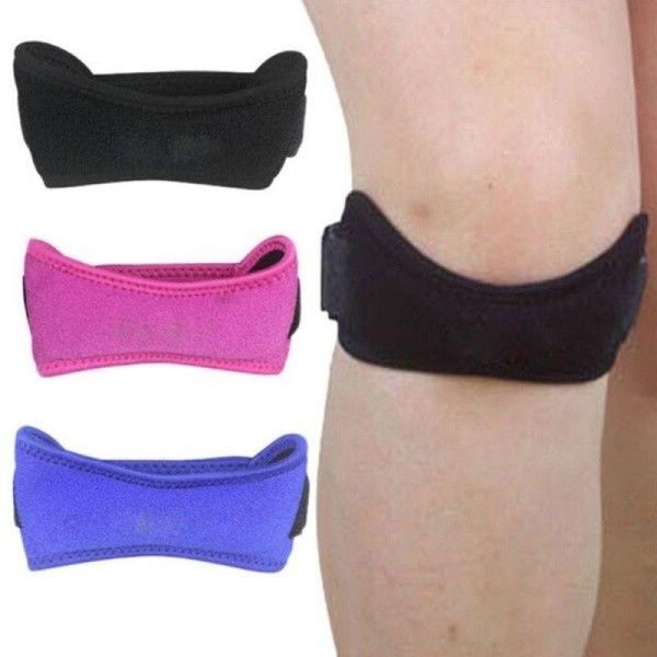 elbow & knee pads adjustable sport gym patella tendon support brace strap band wrap protector, Black;gray