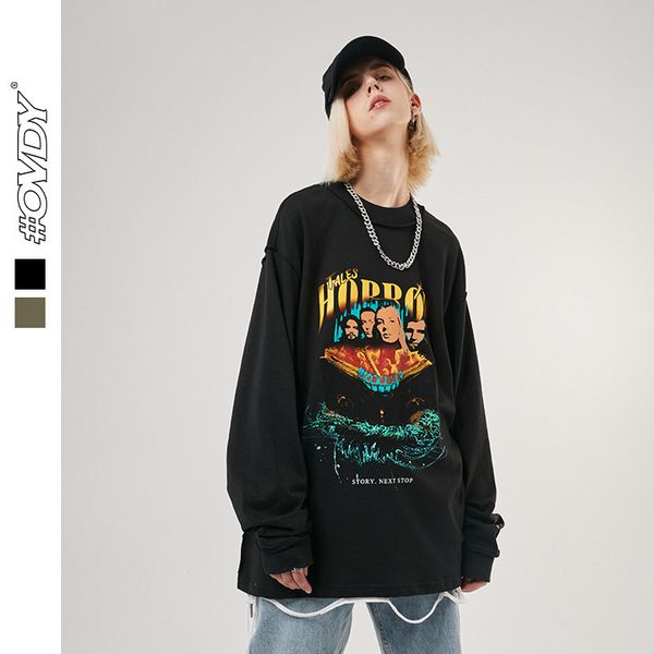 wxwovdy autumn new american street travel story character printing brand loose men's and women's long sve t-shirt, White;black
wxwovdy autumn new american street travel story character printing brand loose men's and women's long sve t-shirt, White;black