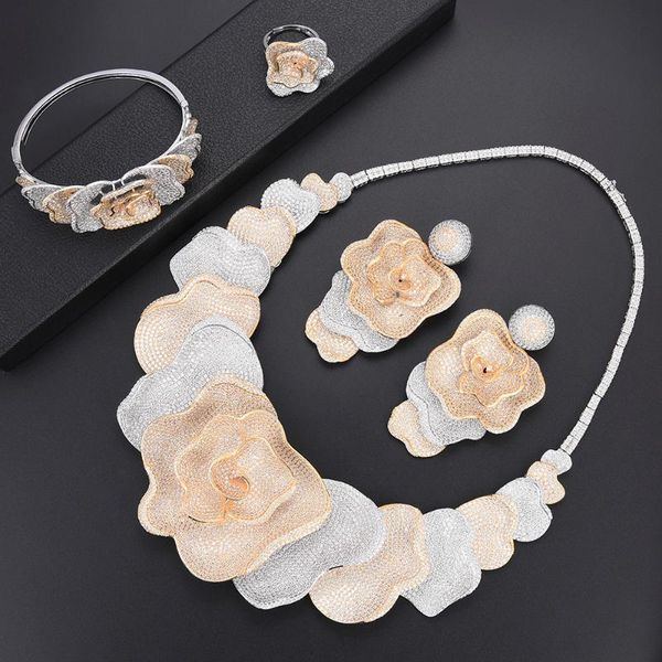 earrings & necklace luxury flower cubic zirconia african nigerian wedding jewelry sets set bangle ring fashion, Silver
earrings & necklace luxury flower cubic zirconia african nigerian wedding jewelry sets set bangle ring fashion, Silver