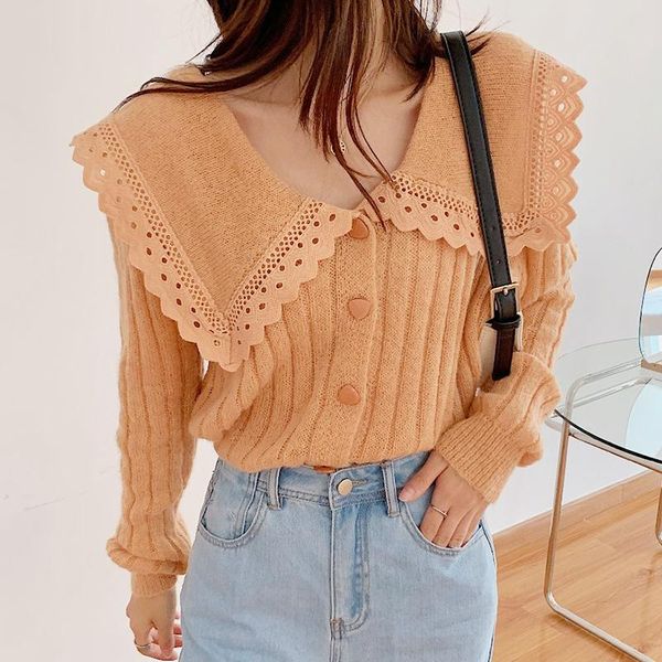 women's knits & tees korean chic autumn gentle orange large lapel lace stitching button loose long sleeve sweater acetate pink cardigan, White
women's knits & tees korean chic autumn gentle orange large lapel lace stitching button loose long sleeve sweater acetate pink cardigan, White