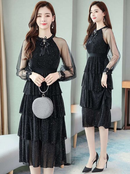 casual dresses dress early autumn light mature style small black lace sleeve splicing cake skirt chic design 0zye, Black;gray
casual dresses dress early autumn light mature style small black lace sleeve splicing cake skirt chic design 0zye, Black;gray