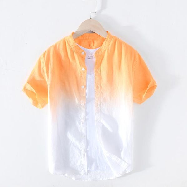 100% pure linen summer gradient shirts for men short sleeve male casual stand collar japanese fashion designer men's, White;black
100% pure linen summer gradient shirts for men short sleeve male casual stand collar japanese fashion designer men's, White;black