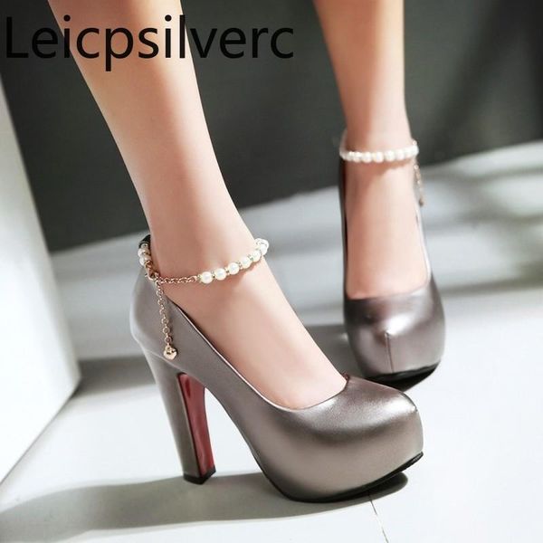 dress shoes pumps spring and autumn the round head buckle shallow mouth string bead thick heel high women's plus size 32-43, Black
dress shoes pumps spring and autumn the round head buckle shallow mouth string bead thick heel high women's plus size 32-43, Black