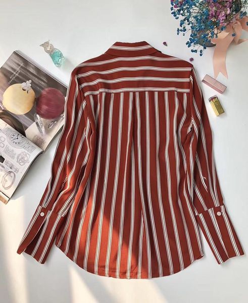 women's blouses & shirts women red striped silk office lady shirt, White
women's blouses & shirts women red striped silk office lady shirt, White