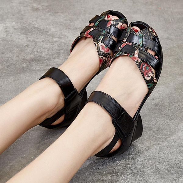 genuine leather sandals women thick heel sweet flowers woven fish mouth summer shoes casual mother, Black
genuine leather sandals women thick heel sweet flowers woven fish mouth summer shoes casual mother, Black
