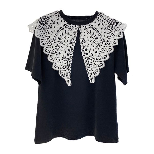 summer women's loose short-sleeved t-shirt fashion sweet lace turn-down collar woman female gd390 210506, White
summer women's loose short-sleeved t-shirt fashion sweet lace turn-down collar woman female gd390 210506, White