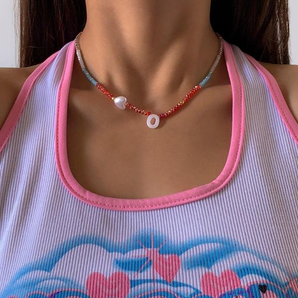 chains ingemark boho handmade colorful crystal bead choker necklace for women shell o letter love heart chain 2021 friends bijoux femme, Silver 
chains ingemark boho handmade colorful crystal bead choker necklace for women shell o letter love heart chain 2021 friends bijoux femme, Silver