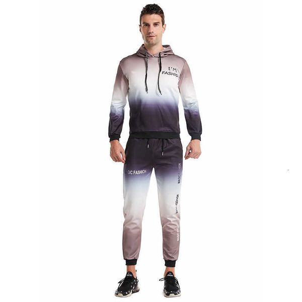 autumn men's tracksuits gradual long sleeve t-shirt sweater hooded trend casual sports suit, Gray
autumn men's tracksuits gradual long sleeve t-shirt sweater hooded trend casual sports suit, Gray
