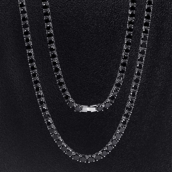 krkc&co hip hop necklace 5mm white gold plated women and men tennis black diamond chain, Silver
krkc&co hip hop necklace 5mm white gold plated women and men tennis black diamond chain, Silver