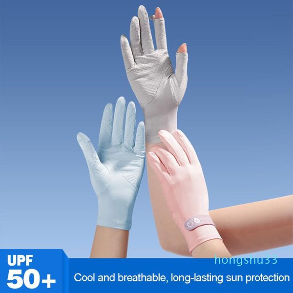 summer women sun protection gloves fashion candy color non-slip breathable thin silk cycling fishing driving five fingers, Blue;gray 
summer women sun protection gloves fashion candy color non-slip breathable thin silk cycling fishing driving five fingers, Blue;gray