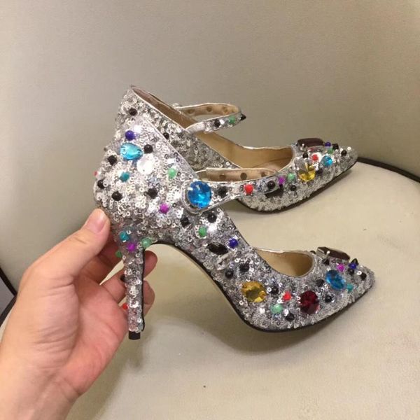 women fashion colorful rhinestone bling-bling silver sequined bridal high heels pearls glittery wedding shoes mary janes dress, Black
women fashion colorful rhinestone bling-bling silver sequined bridal high heels pearls glittery wedding shoes mary janes dress, Black