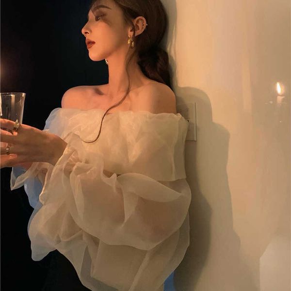 slash neck mesh blouse women fashion elegant gentle sweet temperament long sleeve shirts off shoulder blusas de mujer 210610, White
slash neck mesh blouse women fashion elegant gentle sweet temperament long sleeve shirts off shoulder blusas de mujer 210610, White