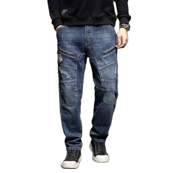 men's jeans spring autumn european style straight tube splicing oblique insert pocket denim, Blue
men's jeans spring autumn european style straight tube splicing oblique insert pocket denim, Blue