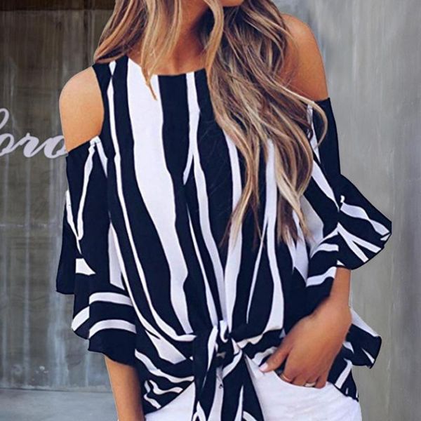women's blouses & shirts bowknot striped women off shoulder blouse summer ruffles half sleeve shirt ladies casual loose round neck blo, White
women's blouses & shirts bowknot striped women off shoulder blouse summer ruffles half sleeve shirt ladies casual loose round neck blo, White