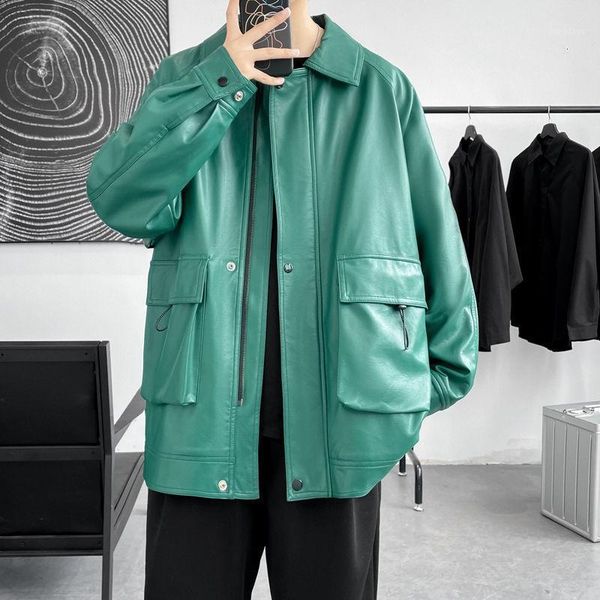 men's jackets pr 2021 large pocket leather jacket autumn hong kong style streetwear hip hop coats male casual loose, Black;brown
men's jackets pr 2021 large pocket leather jacket autumn hong kong style streetwear hip hop coats male casual loose, Black;brown