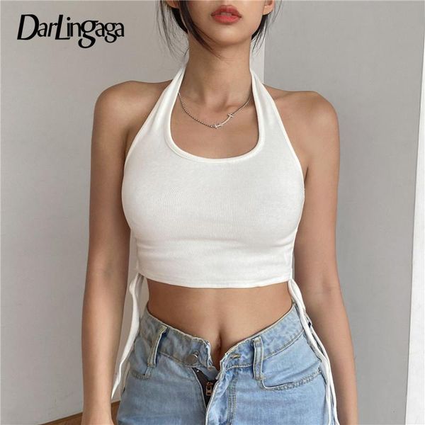 women's tanks & camis darlingaga casual halter bodycon white tank women drawstring solid basic summer crop backless short vest off 
women's tanks & camis darlingaga casual halter bodycon white tank women drawstring solid basic summer crop backless short vest off