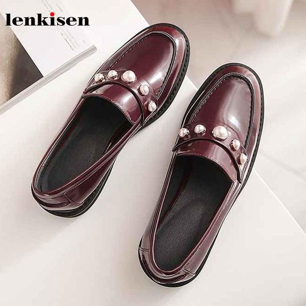 dress shoes lenkisen brand fashion pearl decorations genuine leather slip on solid loafers round toe low heels women spring cozy pumps l50, Black
dress shoes lenkisen brand fashion pearl decorations genuine leather slip on solid loafers round toe low heels women spring cozy pumps l50, Black