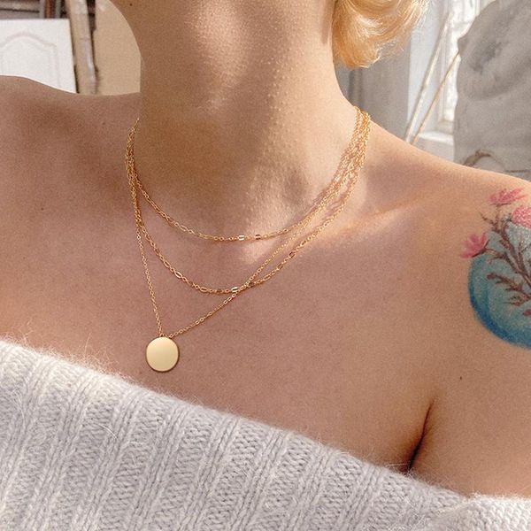 pendant necklaces 2021 gold color multilayered coin necklace for women elegant round portrait chain jewelry, Silver
pendant necklaces 2021 gold color multilayered coin necklace for women elegant round portrait chain jewelry, Silver