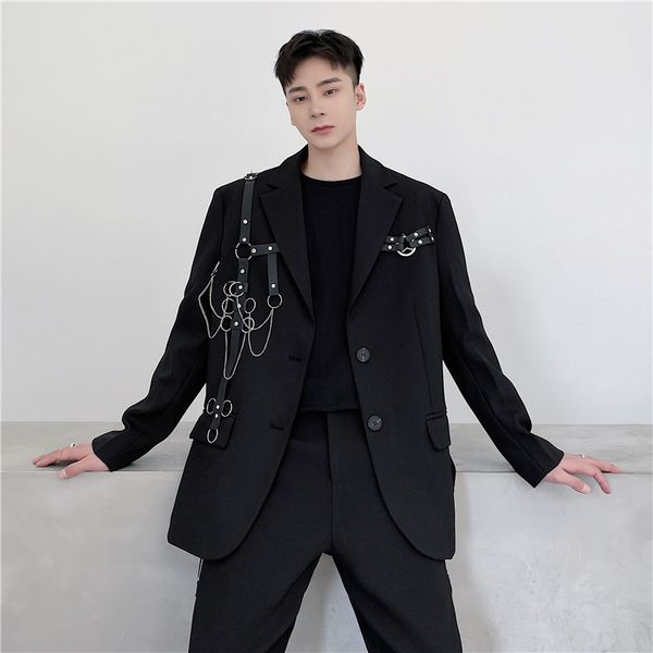 men's suits & blazers men iron chain leather pendant loose casual coat outerwear male streetwear hip hop jacket stage clothing 78jj, White;black
men's suits & blazers men iron chain leather pendant loose casual coat outerwear male streetwear hip hop jacket stage clothing 78jj, White;black