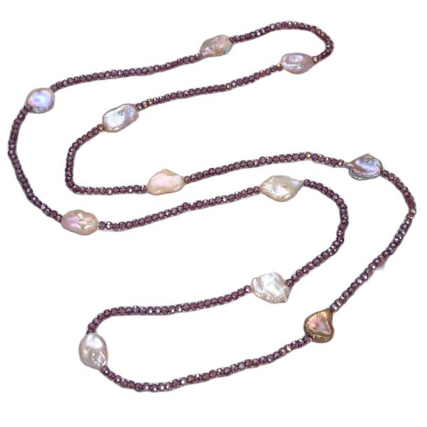 guaiguai jewelry purple pink keshi pearl crystal necklace handmade for women real gems stone lady fashion jewellery, Silver
guaiguai jewelry purple pink keshi pearl crystal necklace handmade for women real gems stone lady fashion jewellery, Silver