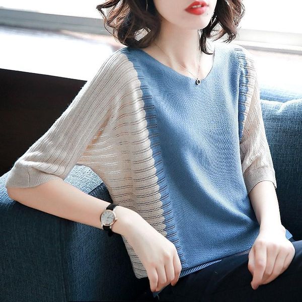 women's sweaters 2021 spring summer loose knitted women pullover bat sleeve hollow out v-neck patchwork leisure knitting, White;black
women's sweaters 2021 spring summer loose knitted women pullover bat sleeve hollow out v-neck patchwork leisure knitting, White;black