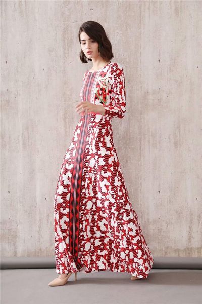 casual dresses autumn designer maxi long women's elegant full sleeves abstract printed sheath party vestidos, Black;gray
casual dresses autumn designer maxi long women's elegant full sleeves abstract printed sheath party vestidos, Black;gray