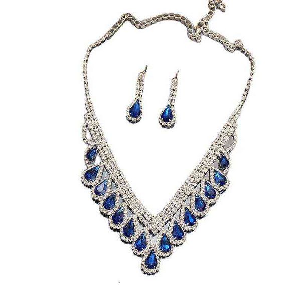 bridal red diamond necklace earrings two piece set exquisite high-grade wedding dress accessories, Silver
bridal red diamond necklace earrings two piece set exquisite high-grade wedding dress accessories, Silver