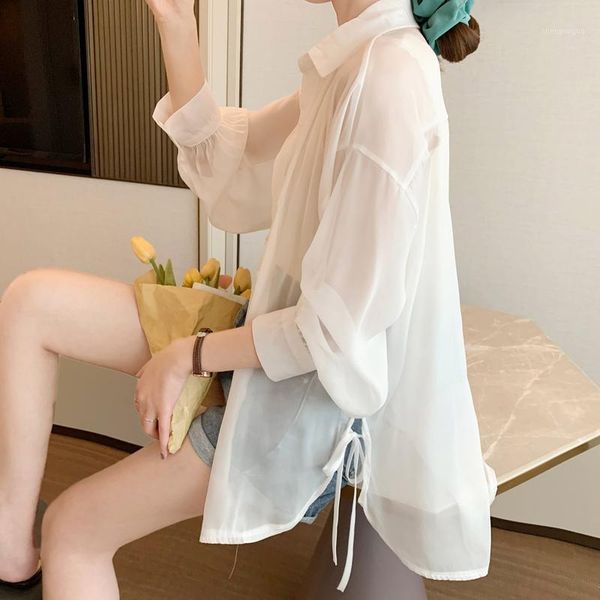women's blouses & shirts sunscreen shirt female 2021 summer korean loose thin anti ultraviolet breathable coat, White
women's blouses & shirts sunscreen shirt female 2021 summer korean loose thin anti ultraviolet breathable coat, White