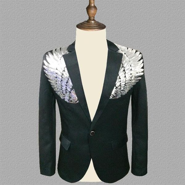 men's suits & blazers sequins blazer men wing designs jacket mens stage costumes for singers clothes dance star style dress punk rock m, White;black
men's suits & blazers sequins blazer men wing designs jacket mens stage costumes for singers clothes dance star style dress punk rock m, White;black