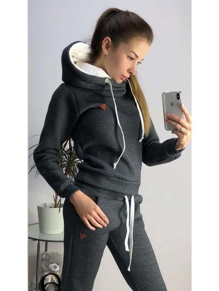 women winter autumn sports suits fleece hoodies pants 2pcs clothing sets slim fit casual wear, Gray
women winter autumn sports suits fleece hoodies pants 2pcs clothing sets slim fit casual wear, Gray
