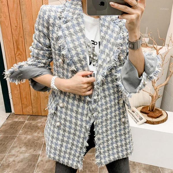 women's wool & blends arrival fashion women temperament ladies double-breasted houndstooth turn down collar jacket wild, Black
women's wool & blends arrival fashion women temperament ladies double-breasted houndstooth turn down collar jacket wild, Black