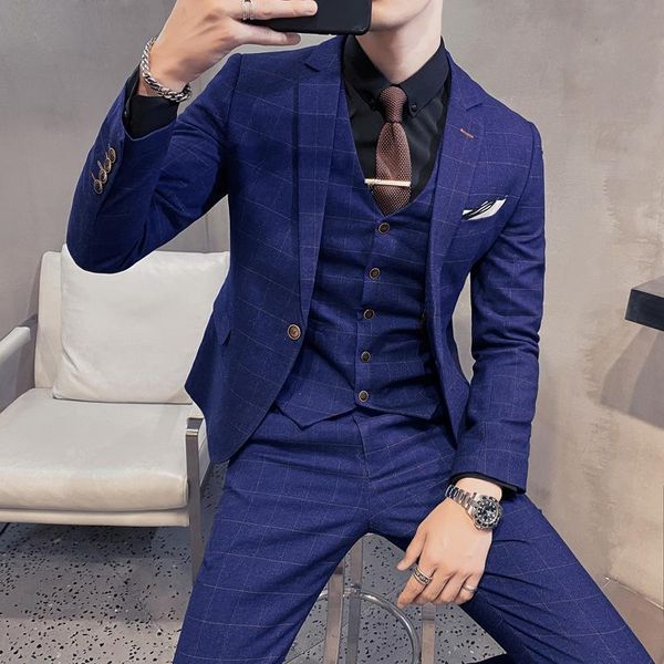 men's business suit british plaid groom's man slim dress suits & blazers, White;black
men's business suit british plaid groom's man slim dress suits & blazers, White;black