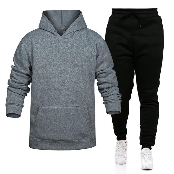men's tracksuits fashion sportswear solid color 2-piece long-sleeved hoodie + loose sweatpants casual sports suit for men 2021 latest, Gray
men's tracksuits fashion sportswear solid color 2-piece long-sleeved hoodie + loose sweatpants casual sports suit for men 2021 latest, Gray